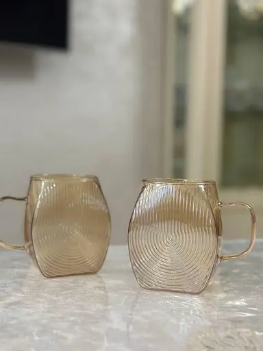 Набор кружек Vittora Ciao VT-5103-400 2 стеклянные чашки 400 мл Золотистый - фото 2