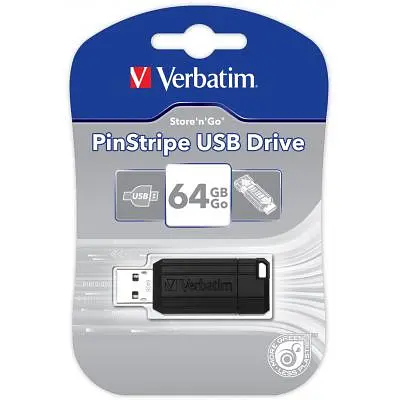 USB флеш накопичувач Verbatim 64GB Store 'n' Go PinStripe Black USB 2.0 (49065) - фото 5