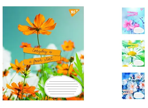 Зошити учнівські 24 аркуша клітинка. 1В Summer flowers, 20 шт. в упаковці