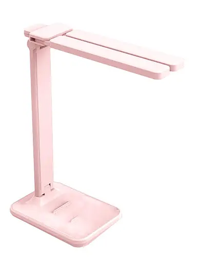 Настільна лампа зі акумулятором 2000 mAH, два плафона, сенсорним управлінням, поворотом на 180° Рожева  - фото 3