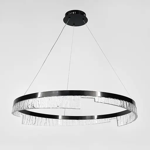 Черная подвесная люстра с кольцевым дизайном Ø 80 см Ст. MJ301-800 BK | Line F - фото 5