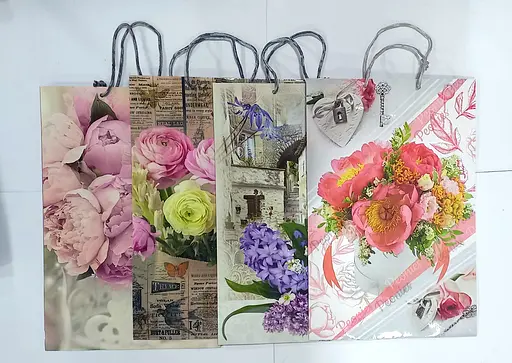 Пакет подарочный "Весенний букет" 5025 цветной, большой вертикальный 25 х 39 х 8см Микс - фото 1