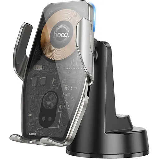 Автотримач із бездротовою зарядкою Hoco HW27 Traveler Black Metal Gray [151326]