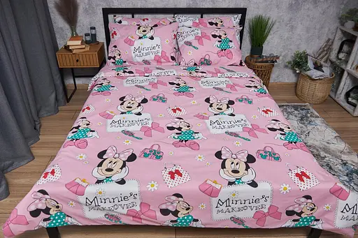 Комплект постельного белья Бязь Gold Люкс Minnie's Makeover полуторный евро 160х220 наволочки 4х50х70 - фото 2