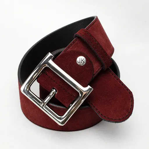 Ремень женский широкий замшевый JK-5017 бордовый с серебристой пряжкой (120 см) - фото 3