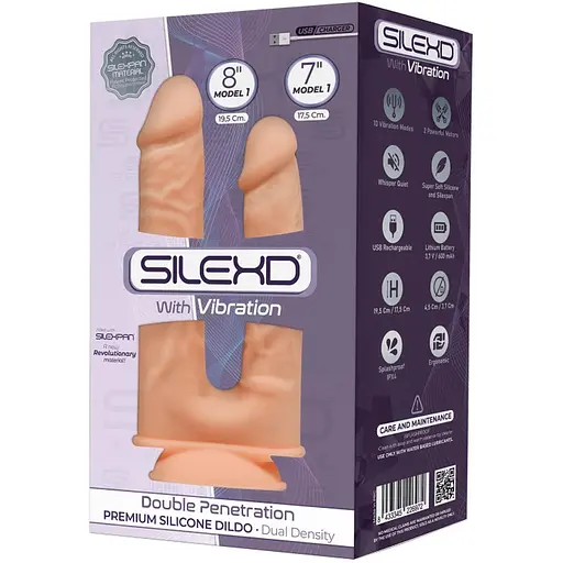 Вібратор SilexD Premium Silicone Dildo Model 1 Size 8"-7" 19.5 см тілесний