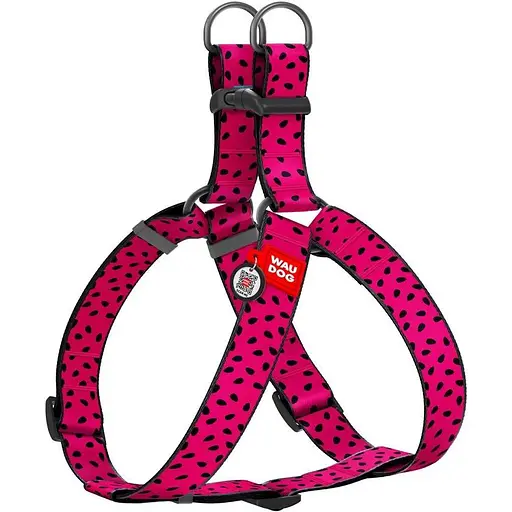 Шлея для собак Waudog Nylon з QR паспортом, малюнок "Кавун", пластиковий фастекс, XL