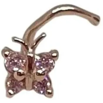 Золота сережка-пірсинг Dear в ніс Dear з фіанітами. 1041.13 Рожевий (світлий)