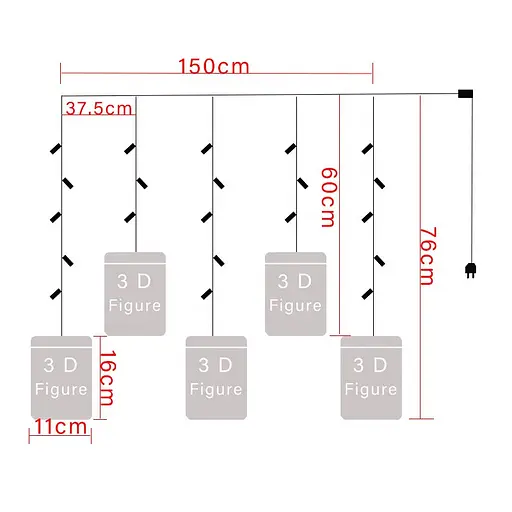 Світлодіодна гірлянда Штора Сurtain Tree Santa Криву довжина 1,5 метра, 8 режимів - фото 3