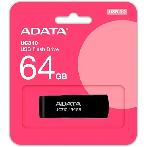 Флеш-накопичувач Adata Flash 64Gb USB 3.2 UC310 Black (UC310-64G-RBK) - фото 3