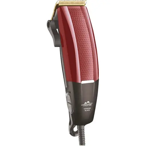 Машинка для стрижки волос Monte 5058-MT-R мужская машинка для стрижки 4 насадки Красный 15 Вт - фото 1