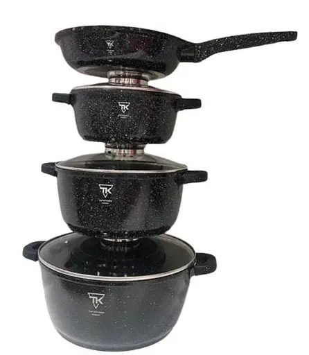 Универсальный набор посуды Top Kitchen TK00076, набор 7 предметов с гранитным покрытием Черный - фото 4