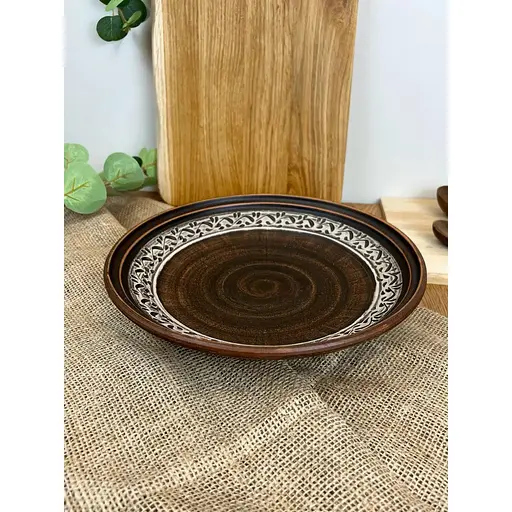 Фруктівниця 26 см керамічна (глиняна) різьблена Ангоб - фото 4