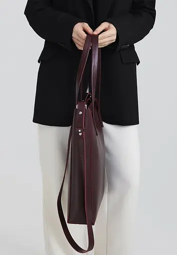 Шкіряний шоппер Nancy бордова - фото 4