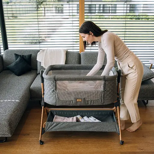 Приставная кроватка и стульчик для ребенка FreeON Nest & Feed 2 в 1 grey (84959) - фото 5