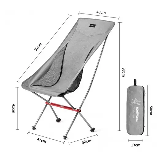 Складное высокое кресло Naturehike YL06 Alu Folding Moon Chair NH18Y060-Z (Серый) - фото 4