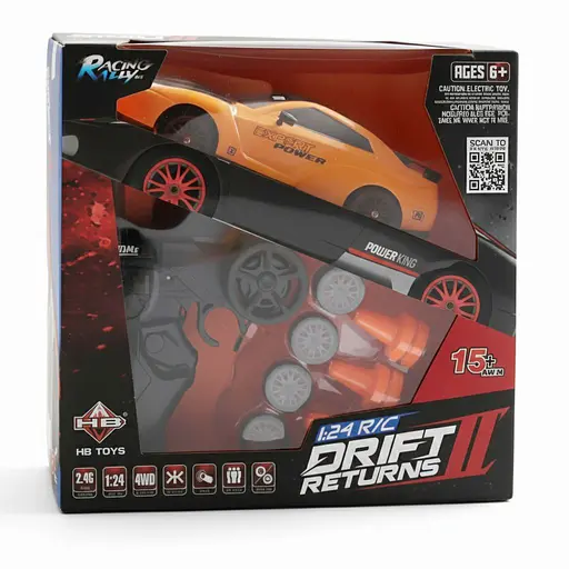 Радиоуправляемая Гоночная машина SC 24 A 01, Аккумулятор 3.7V, Подсветка фар, Сменные колеса, Дорожные конусы, Желтая - фото 2