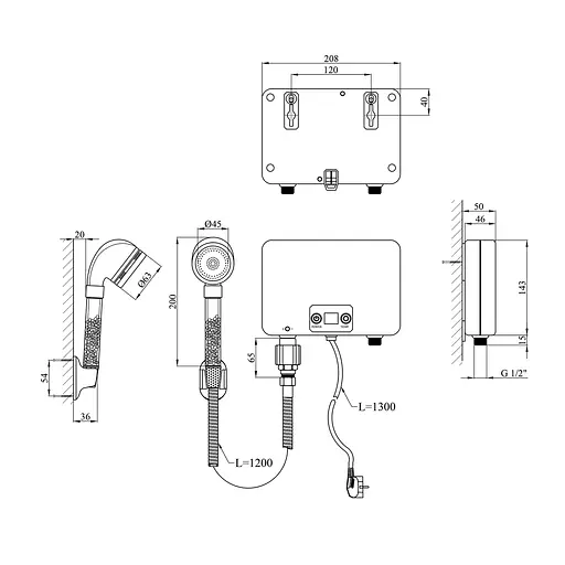 Проточный водонагреватель Kroner KRM Volt - CW200WMDS с дисплеем CV031873 - фото 2