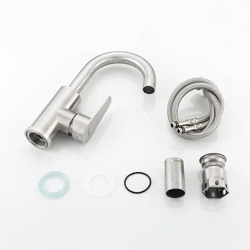 F1348 Змішувач для умивальника нержавіюча сталь гайка картридж Ø35 Frap Хром матовый - фото 4