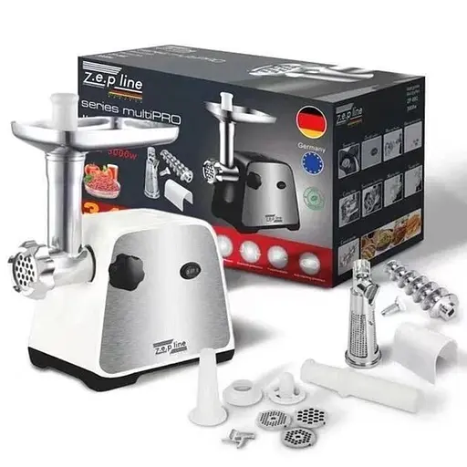 Электромясорубка Zepline ZP-002 мясорубка с реверсом и насадками для томатного сока и колбас 3000 Вт белая - фото 3