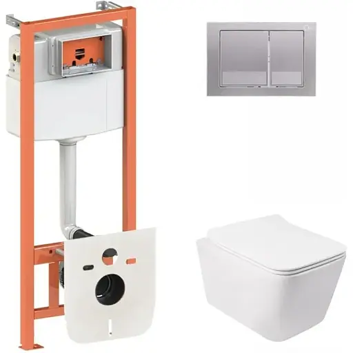 Набір Q-tap інсталяція 3 в 1 Nest QT0133M425 з панеллю змиву квадратною QT0111M06029SAT + унітаз з сидінням Crow QT05335170W - фото 1