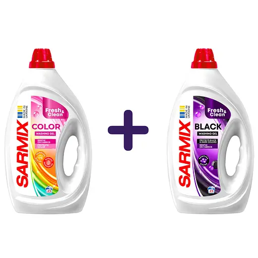 Набір: Гель для прання Sarmix Color 900 мл + Гель для прання Sarmix Black 900 мл