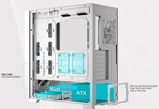 Корпус PcCooler C3D510 ARGB Tempered Glass White (C3D510 WH ARGB) без блока питания - фото 8