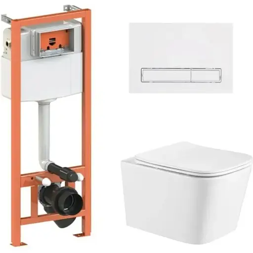 Набір Q-tap Nest 4 в 1 підвісний унітаз Crow Ultra Quiet 490x360x290 + комплект інсталяції QT05335171W45133 - фото 1