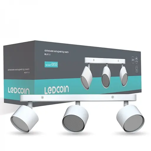 Накладной поворотный светильник Ledcoin ML411-3 под лампу белый (80316) - фото 2