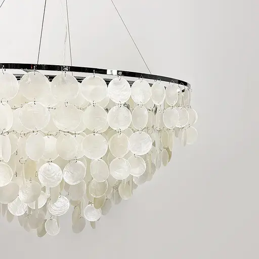 Круглая серебряная люстра ATHELIA с перламутровыми пластинами Ø 80 см | Ст. 1537-800 CH | Line F - фото 3