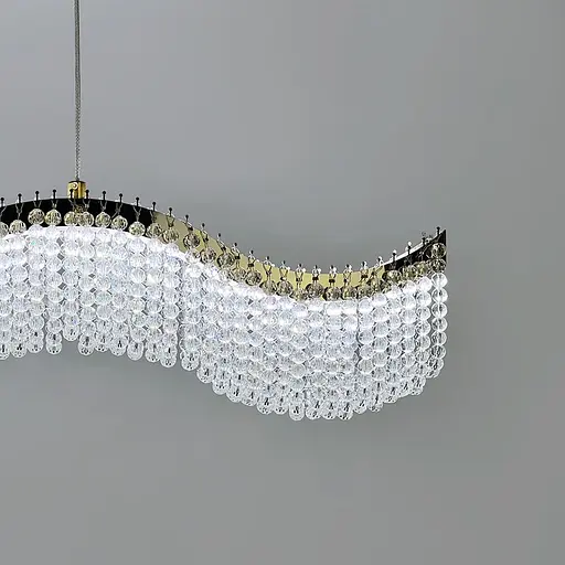 Светодиодная волнистая люстра с хрусталиками длиной 80 см Line F | Ст. 33056-L800*600 GD - фото 3