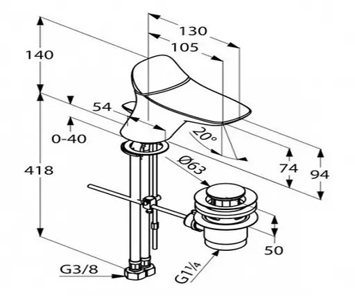 Смеситель для умывальника Kludi Ambienta 530290575 - фото 2