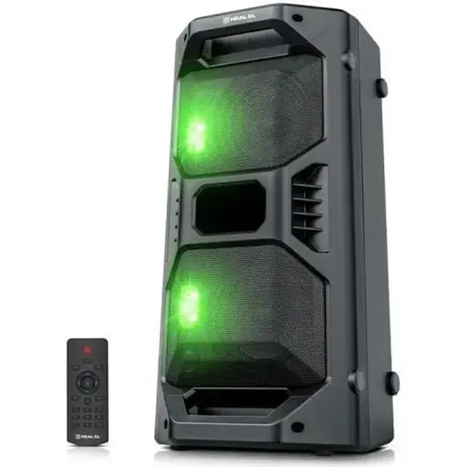 Колонка портативна 2.0 Real-EL X-757 чорний, 2 x 25 Вт, пластиковий корпус, bloetooth, MicroSD/USB, FM-приймач - фото 1