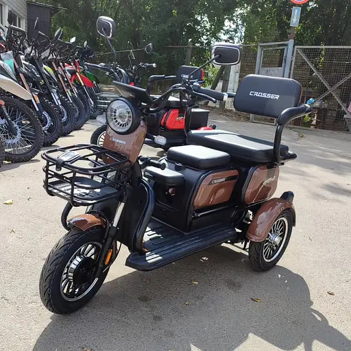 Електроскутер Триколісний Crosser TR1 (600W, 72V, 20Ah) Коричневий - фото 2