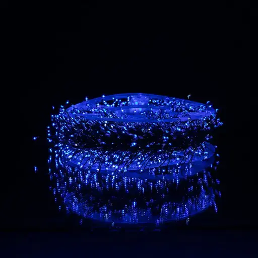 Новорічна гірлянда кімнатна роса 50 м 1500 LED Хвойна лапа зелений провід Синій Garlando D1500L50MGBL - фото 3