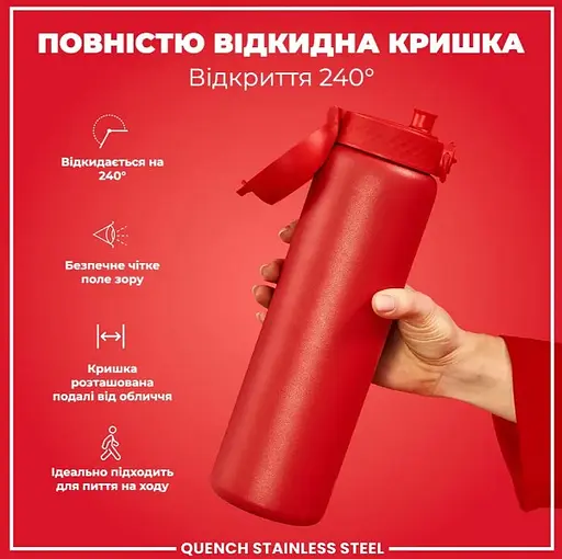 Пляшка для води ION8 металева 1200 мл Stainless Steel Red (I8SS1000RED) - фото 3