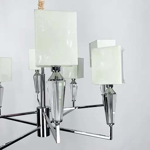 Класична хромова люстра з квадратними абажурами Line.F AT 30/8 - фото 2