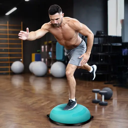 Балансувальна півсфера Gymtek Flex Core Half Ball 58см з еспандерами + насос блакитний - фото 10