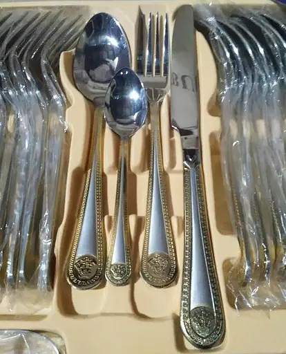 Набор столовых приборов Hoffburg HB-72923-GS Версаче на 12 персон в подарочном чемодане 72 предмета - фото 8