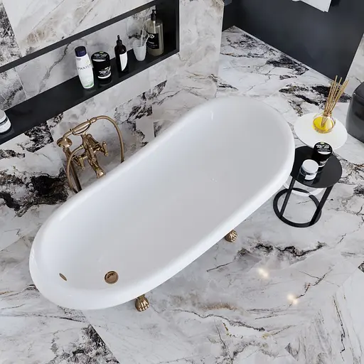 Ванна отдельностоящая матовая Amdcon Symphony 167x78 черная из литого камня бронзовые ножки SYMFONYA_167_br_BLACK_MAT Черный матовый - фото 4