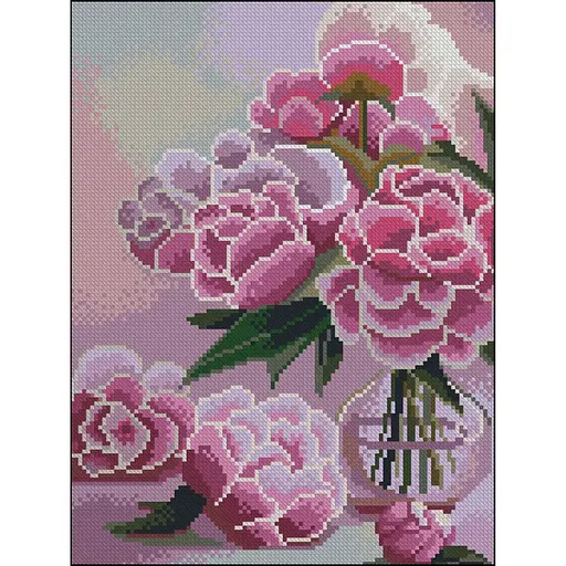 Алмазная мозаика без подрамника Розовые пионы Strateg ZAV3040-44, 30х40 см - фото 1