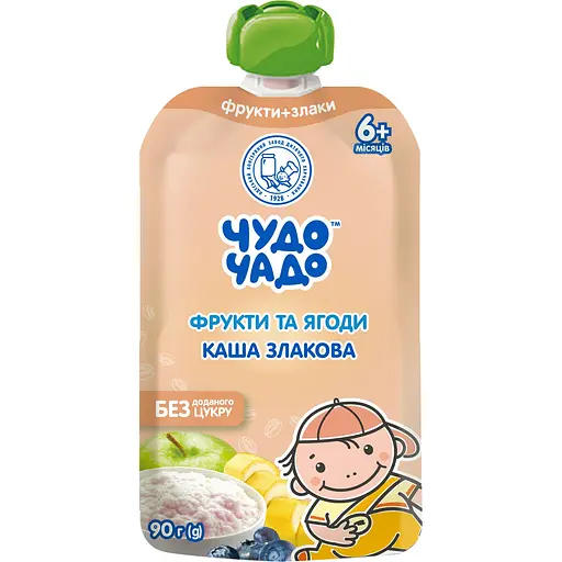 Упаковка пюре Чудо-чадо Фруктово-ягодное с кашей злаковой 1.44 кг (90 г х 16 шт.) - фото 2