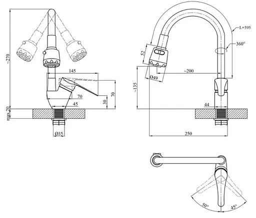 Змішувач для кухні Agua Sevilla - C039NGR (CV033911) - фото 6