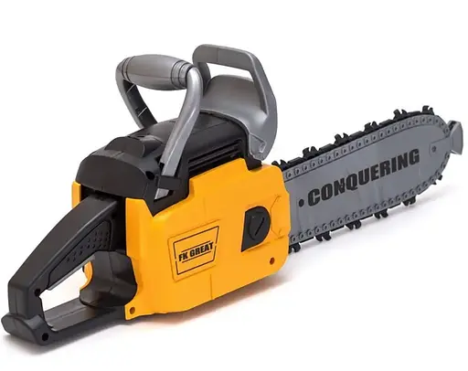 Дитяча ігрова бензопила на батарейках, звук автоматичного обертання пилкового ланцюга Power Tools T001 Жовтий - фото 3