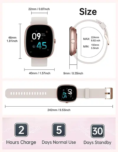 Розумний годинник HUAKUA для жінок і чоловіків (відповід/дзвінки), 1,85-дюймовий HD-розумний годинник для телефонів iPhone/Android - фото 3