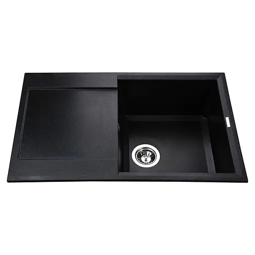 Кухонна мийка гранітна Globus Lux Komo чорний 790x500мм-А0002, Чорний - фото 1
