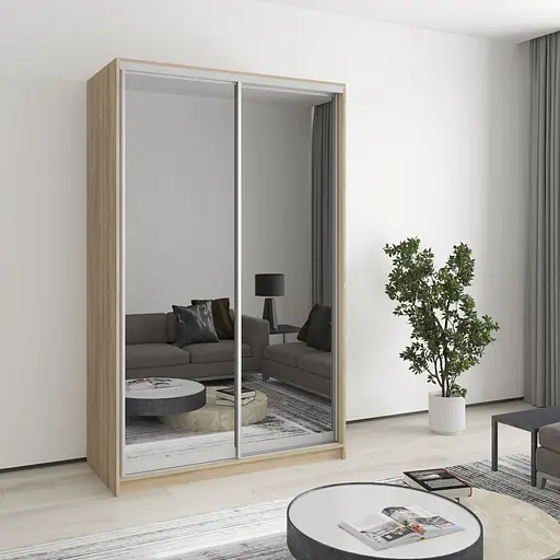 Шафа-купе дводверна MebelStar Стандарт AL 2 Дзеркала 130x45x210 см Дуб сонома (MBS-2480)