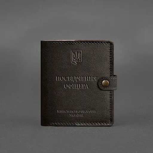 Кожаная обложка-портмоне для удостоверения офицера 11.0 темно-коричневая - фото 6