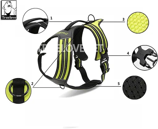 Світловідбивна шлейка для собак Truelove з ручкою, розмір S, М'який жилет для домашніх тварин без витягування, міцний зовнішній - фото 6