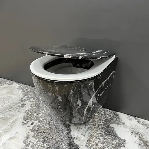 Подвесной унитаз VBI Vulcano black onyx VBI-020403, Мрамор - фото 4